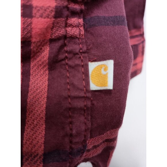 Carhartt Womens Plaid Cotton Shirt XXL Red Long Sleeve Button Up Streetwear - Picture 5 of 10